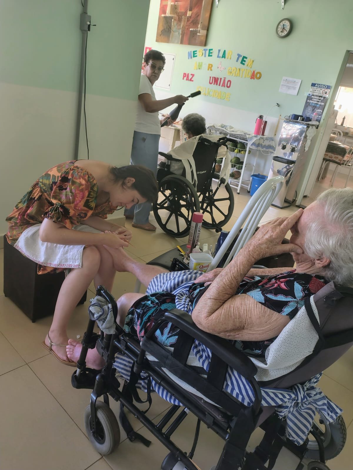 Selfie com residentes durante o almoço